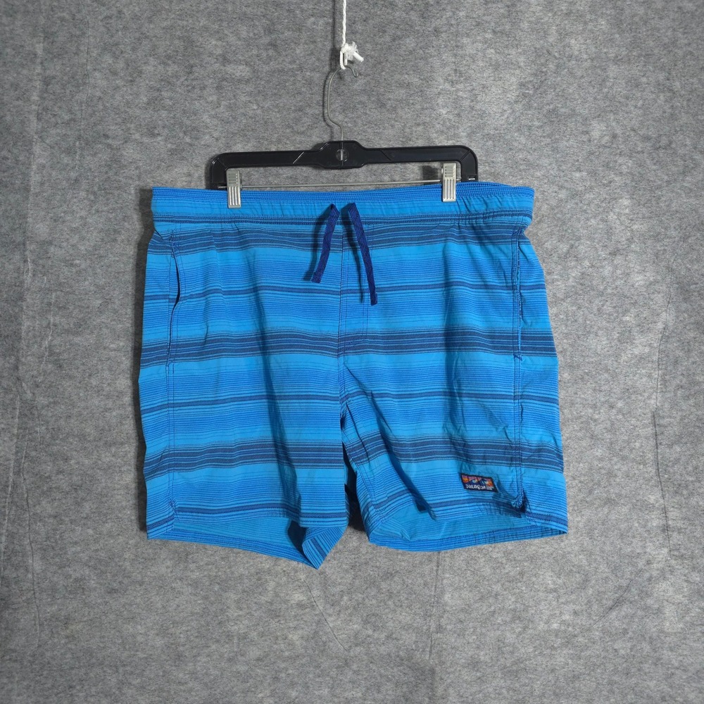 Patagonia Baggies Lights Men XL Blue Striped Swim Trunks 86511 Summer Boardshort